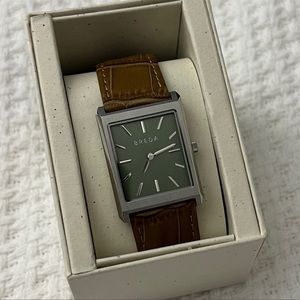 BREDA Virgil Watch with Moss Green Dial and Croc Leather Strap [BRAND NEW]